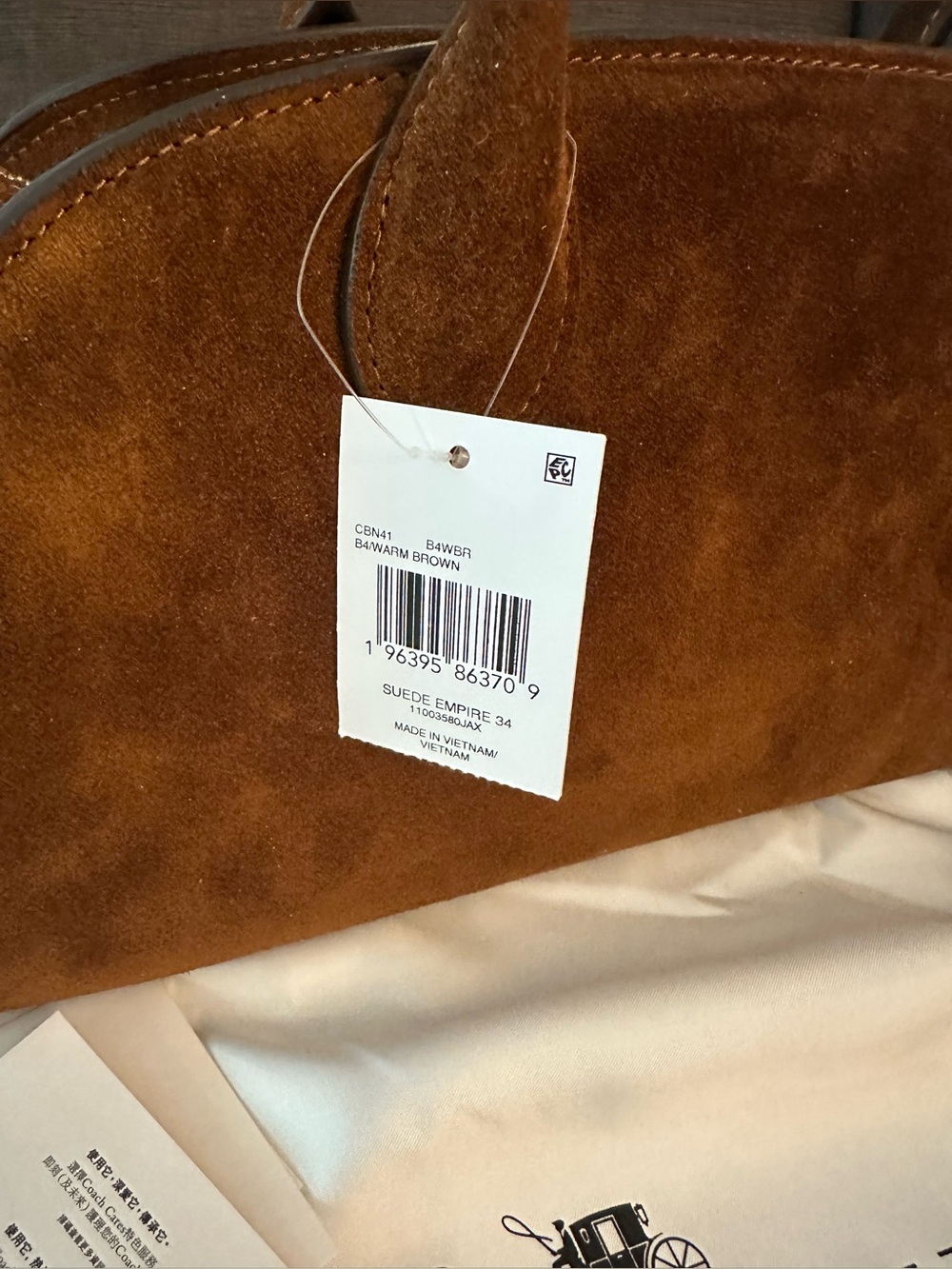 Coach Empire Medium Suede Carryall Slim Shoulder Bag 34 NWT - Picture 5 of 7